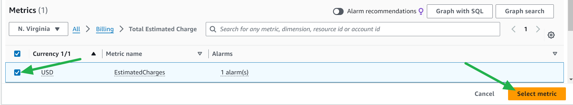 Select metric