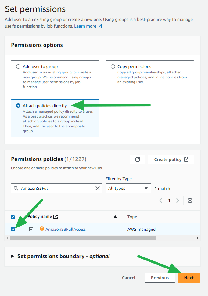 Attach policies