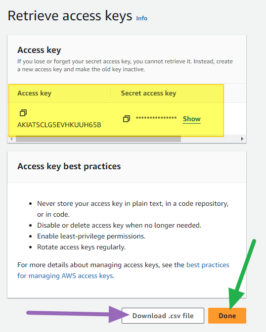 Record access keys