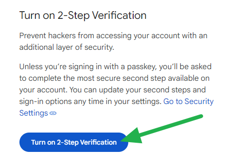 Turn on 2-Step Verification